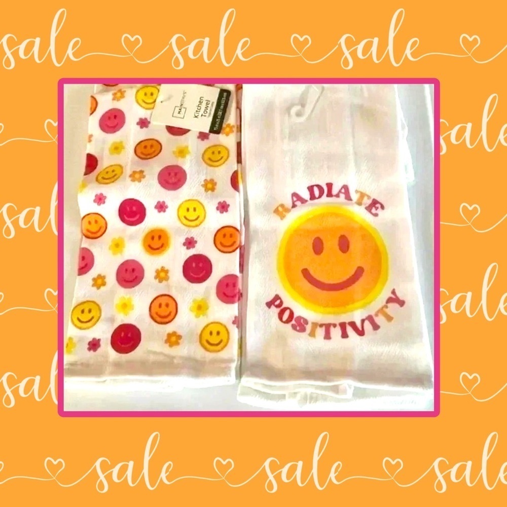 🌼🆕🌼 Mainstays Smiley Faces Radiate Positivity, Kitchen Towel Set of 2